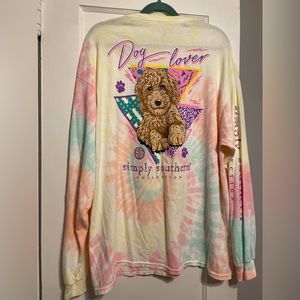 Simply southern long sleeve xxl tie dye dog lover shirt
